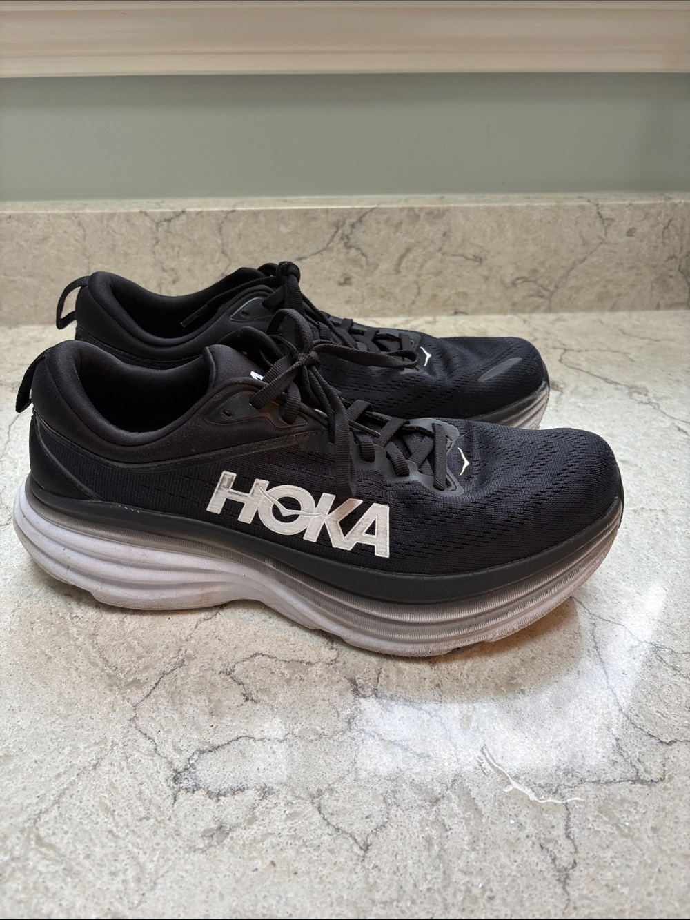 Hoka Men's Black and White Athletic Running Shoes